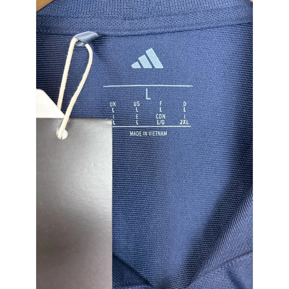 Adidas Polo Shirt Men Large Navy Blue A430 Solid Pique Golf Performance Knit New